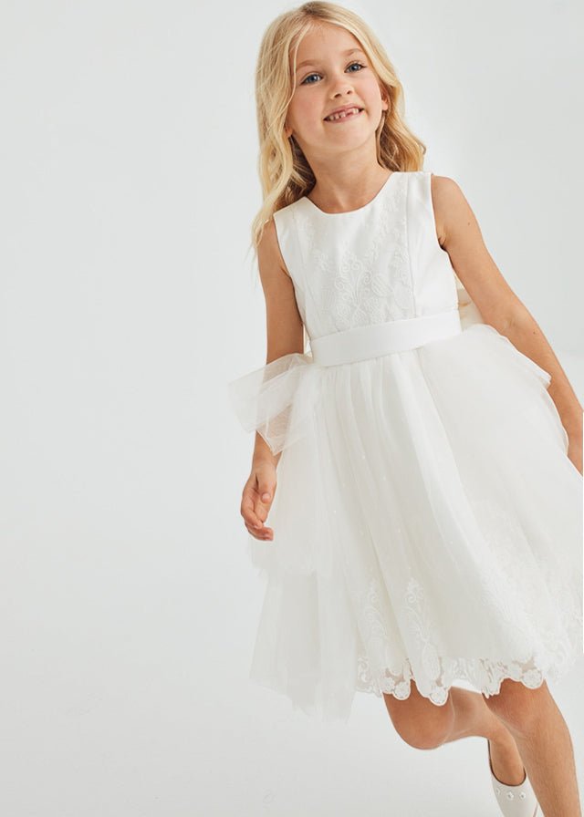 Abito Cerimonia Tulle Panna 5033/7 corredino e abbigliamento neonato | NANU' BABY