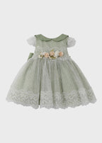 Abito Cerimonia Tulle Verde FB082/V corredino e abbigliamento neonato | NANU' BABY