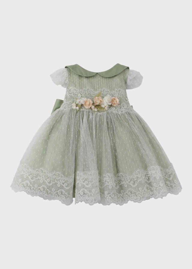 Abito Cerimonia Tulle Verde FB082/V corredino e abbigliamento neonato | NANU' BABY