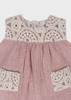 Abito Corpetto Macramè Rosa 0050/25 corredino e abbigliamento neonato | NANU' BABY