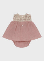 Abito Corpetto Macramè Rosa 0050/25 corredino e abbigliamento neonato | NANU' BABY