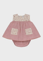 Abito Corpetto Macramè Rosa 0050/25 corredino e abbigliamento neonato | NANU' BABY