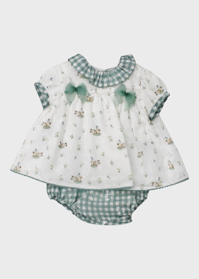 Abito Coulotte Coniglietti Verde 0046/24 corredino e abbigliamento neonato | NANU' BABY