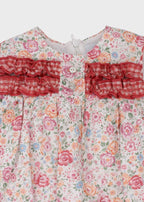 Abito Coulotte Fiorellini Corallo 0334/48 corredino e abbigliamento neonato | NANU' BABY