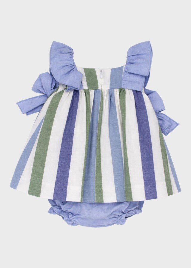 Abito Coulotte Righe Azzurro 0332/27 corredino e abbigliamento neonato | NANU' BABY