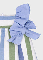 Abito Coulotte Righe Azzurro 0332/27 corredino e abbigliamento neonato | NANU' BABY