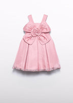 Abito Fiocco Organza Rosa 5049/57 corredino e abbigliamento neonato | NANU' BABY