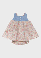 Abito Fiorellini Cuffietta Corallo 0154/48 corredino e abbigliamento neonato | NANU' BABY