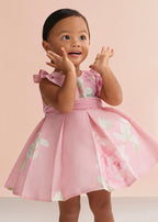 Abito Lino Stampato Fascia Tulle 5007/6 corredino e abbigliamento neonato | NANU' BABY