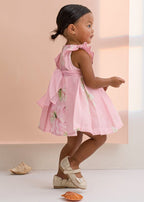 Abito Lino Stampato Fascia Tulle 5007/6 corredino e abbigliamento neonato | NANU' BABY