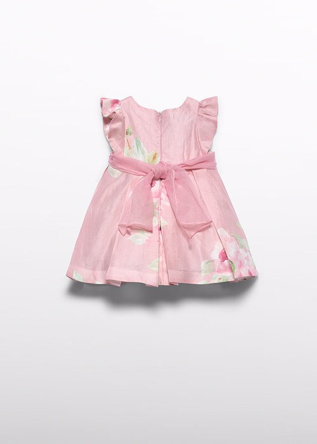 Abito Lino Stampato Fascia Tulle 5007/6 corredino e abbigliamento neonato | NANU' BABY