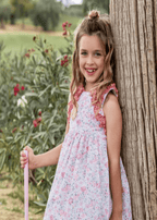 Abito Mayolica Fiorellini Corallo 0510/48 corredino e abbigliamento neonato | NANU' BABY