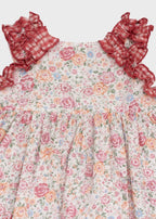 Abito Mayolica Fiorellini Corallo 0510/48 corredino e abbigliamento neonato | NANU' BABY