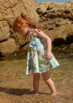 Abito Mikado Stampato Turchese 5052/8 corredino e abbigliamento neonato | NANU' BABY