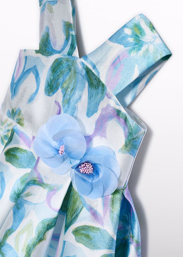 Abito Mikado Stampato Turchese 5052/8 corredino e abbigliamento neonato | NANU' BABY