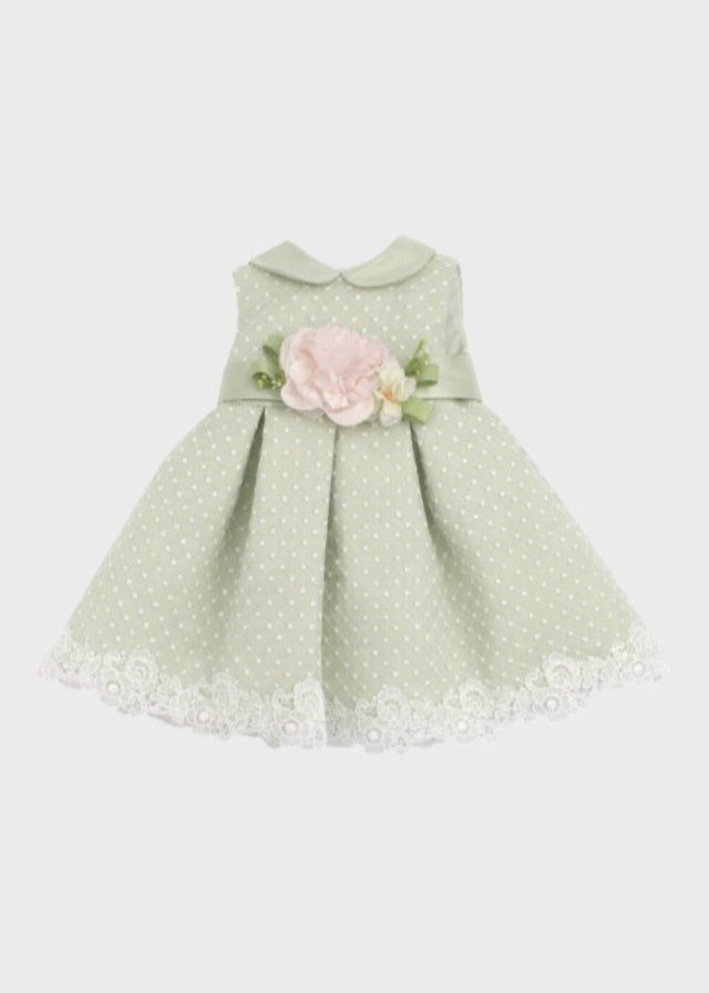 Abito Pizzo Pois Verde GG2635I corredino e abbigliamento neonato | NANU' BABY