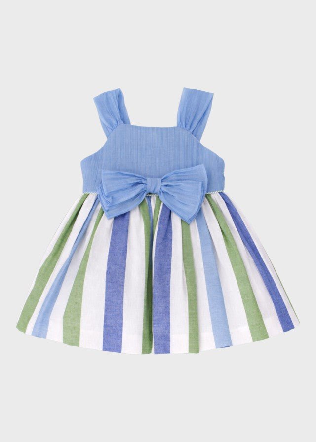 Abito Righe Azzurro Fiocco 0506/27 corredino e abbigliamento neonato | NANU' BABY