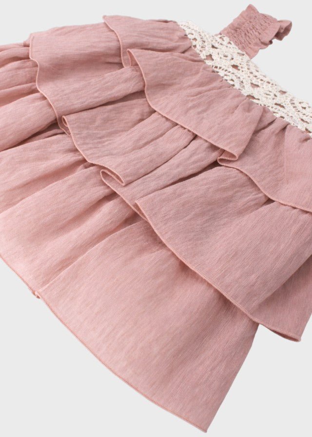 Abito Tulle Balze Rosa 0502/25 corredino e abbigliamento neonato | NANU' BABY