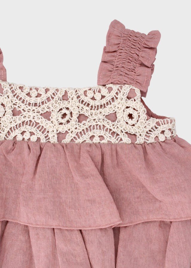 Abito Tulle Balze Rosa 0502/25 corredino e abbigliamento neonato | NANU' BABY