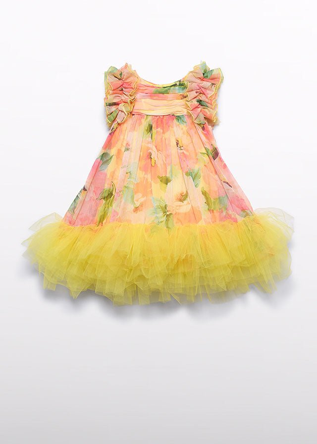 Abito Tulle Piume Multicolore 5040/2 corredino e abbigliamento neonato | NANU' BABY