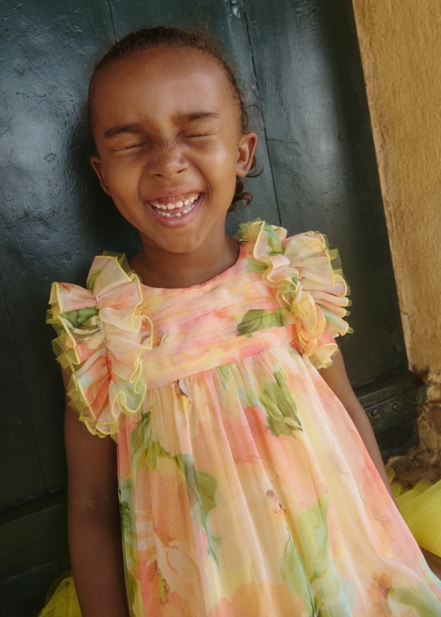 Abito Tulle Piume Multicolore 5040/2 corredino e abbigliamento neonato | NANU' BABY