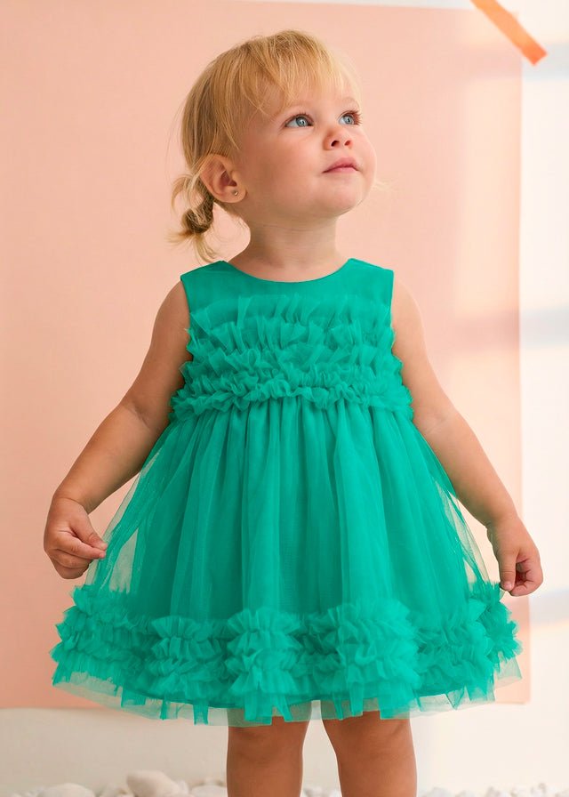 Abito Tulle Volan Verde 5014/93 corredino e abbigliamento neonato | NANU' BABY