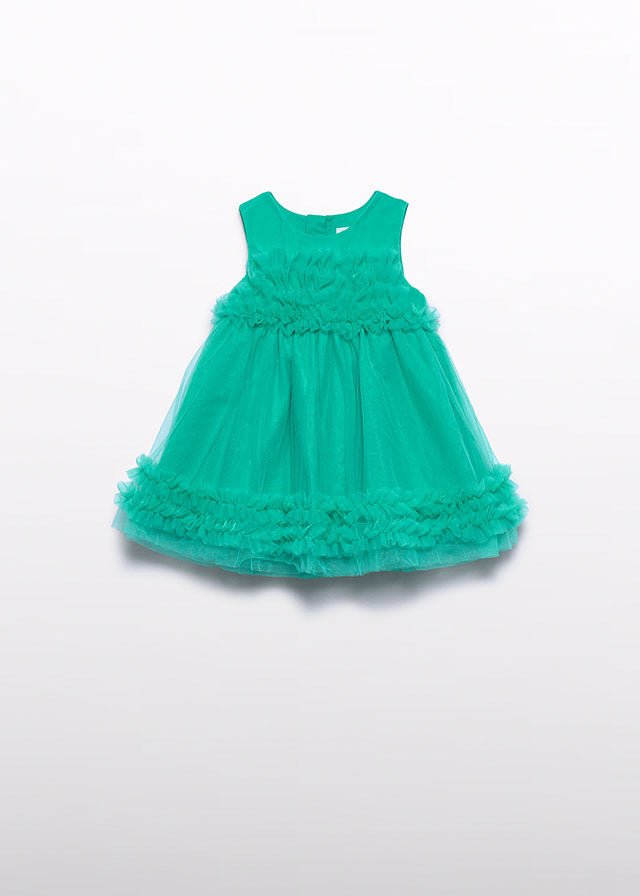 Abito Tulle Volan Verde 5014/93 corredino e abbigliamento neonato | NANU' BABY
