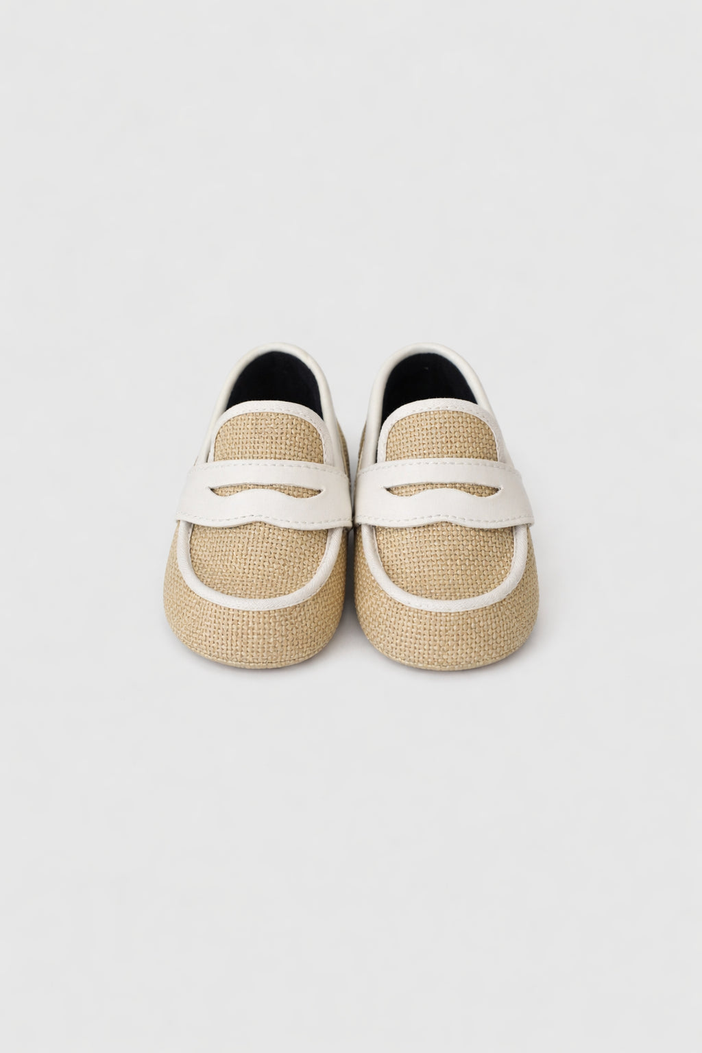 Beige Leather Raffia Moccasin SM39157/T29