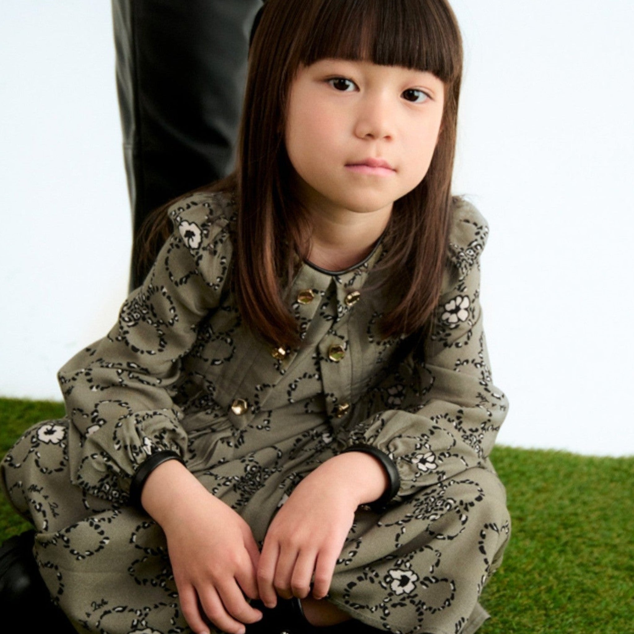 Abito viscosa stampato Bimba Verde 5536/6 -  NANU' BABY