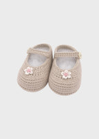 Cotton Ballet Flats with Dove Grey Embroidery NAIME/BB-T