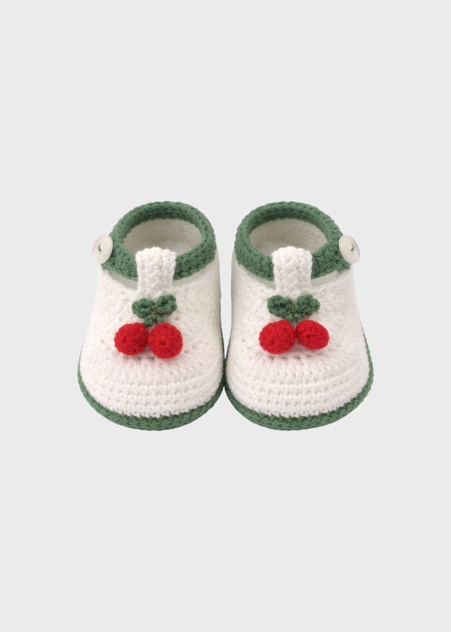Babbucce Ciliegine Cotone Avorio CHERRY/SC corredino e abbigliamento neonato | NANU' BABY