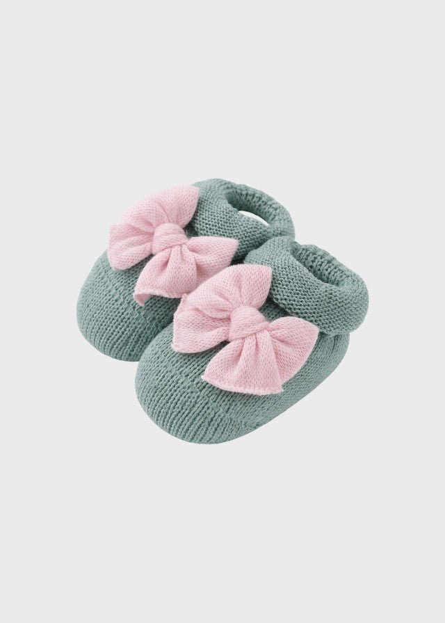 Babbucce Cotone Fiocco Verde 758/V corredino e abbigliamento neonato | NANU' BABY