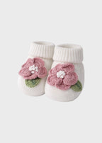 Babbucce Cotone Fiore Applicato Rosa FF758331/4470 corredino e abbigliamento neonato | NANU' BABY