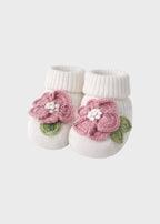 Babbucce Cotone Fiore Applicato Rosa FF758331/4470 corredino e abbigliamento neonato | NANU' BABY