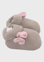 Babbucce Cotone Fiorellino Tortora 763 corredino e abbigliamento neonato | NANU' BABY