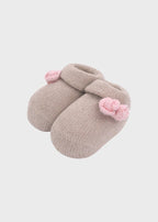 Babbucce Cotone Fiorellino Tortora 763 corredino e abbigliamento neonato | NANU' BABY