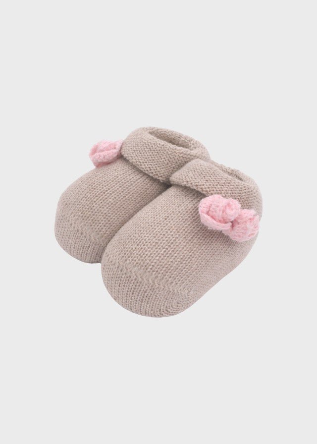 Babbucce Cotone Fiorellino Tortora 763 corredino e abbigliamento neonato | NANU' BABY