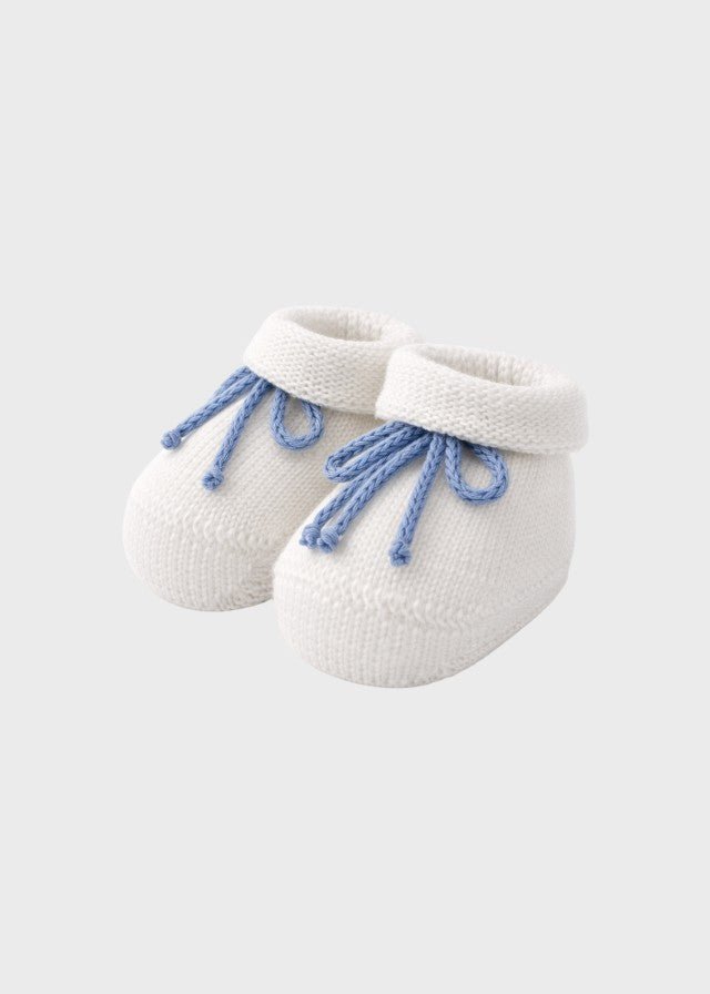 Babbucce Cotone Laccetto Bianco INGLESE/752 - B corredino e abbigliamento neonato | NANU' BABY