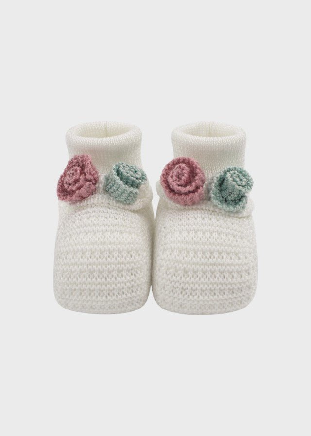 Babbucce Cotone Roselline Melograno EK17S corredino e abbigliamento neonato | NANU' BABY