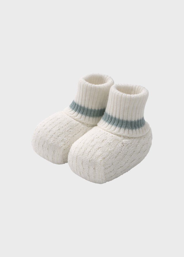 Babbucce Cotone Vaniglia Verde EK50SV corredino e abbigliamento neonato | NANU' BABY