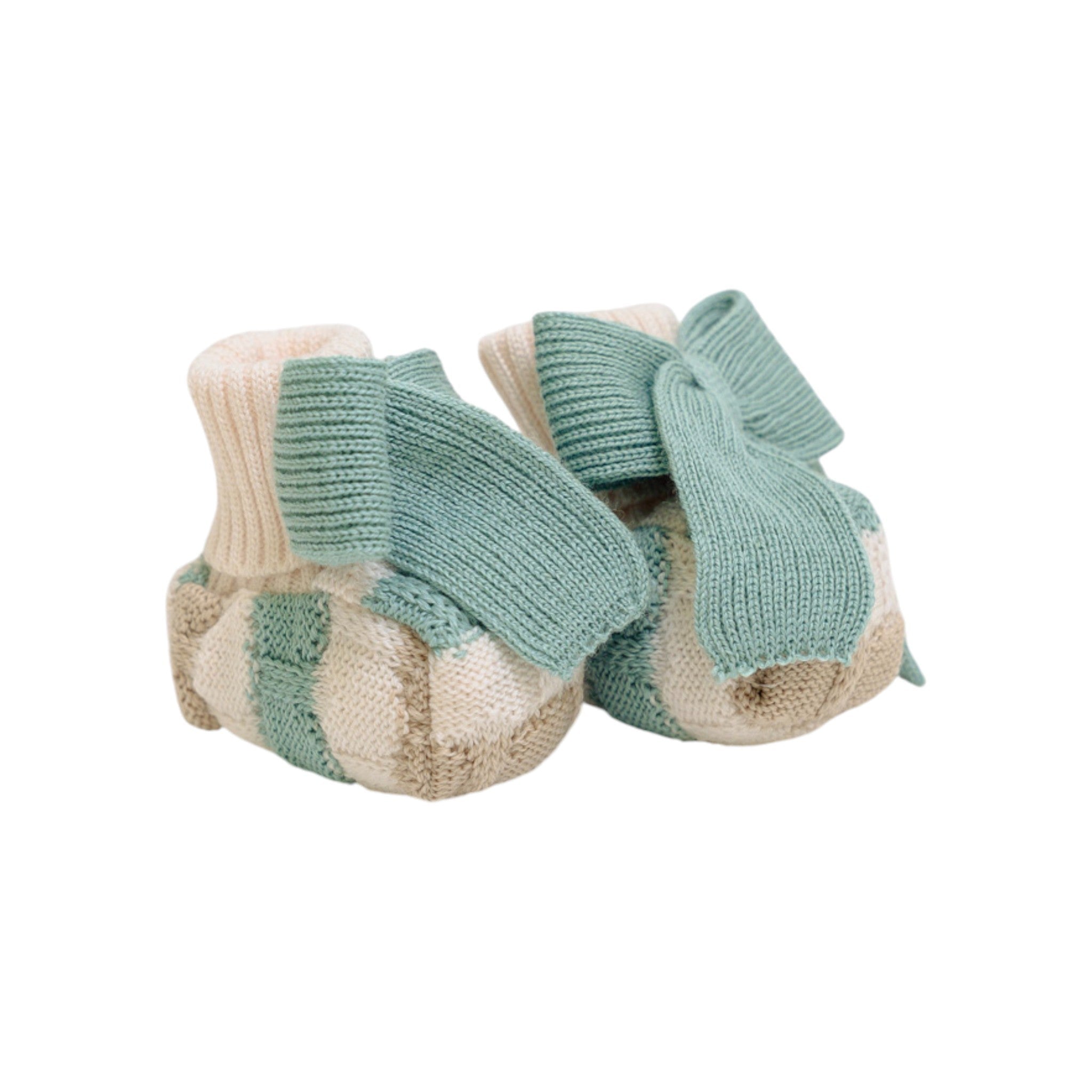 Babbucce Neonata Lana Vergine 100% Vaniglia Verde IN23S/V corredino e abbigliamento neonato | NANU' BABY