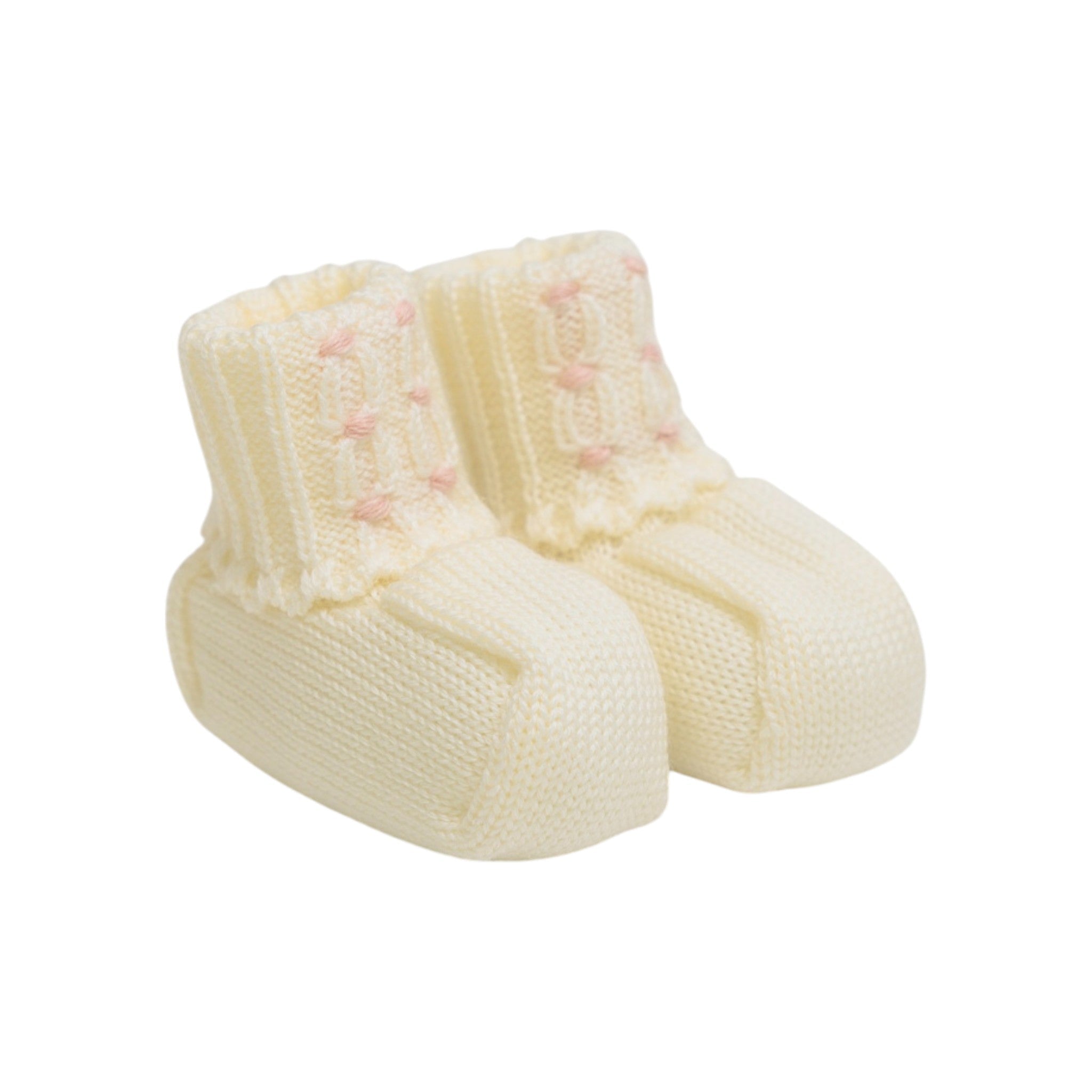 Babbucce Neonata Lana Vergine Vaniglia Rosa - MARLÙ IN11S corredino e abbigliamento neonato | NANU' BABY