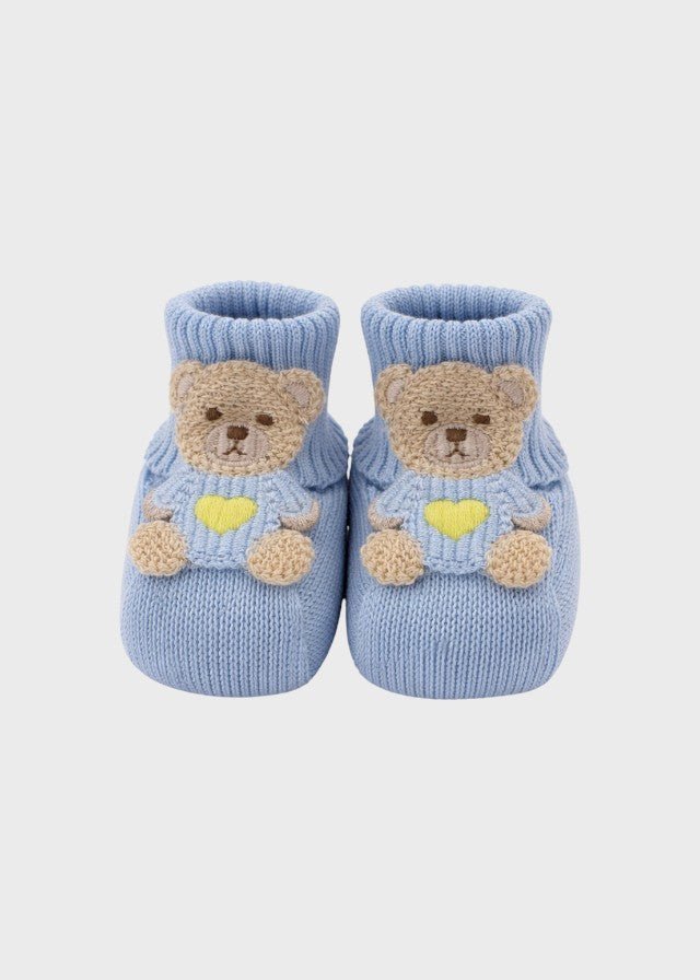 Babbucce Teddy Applicato Cielo EK60S/C corredino e abbigliamento neonato | NANU' BABY