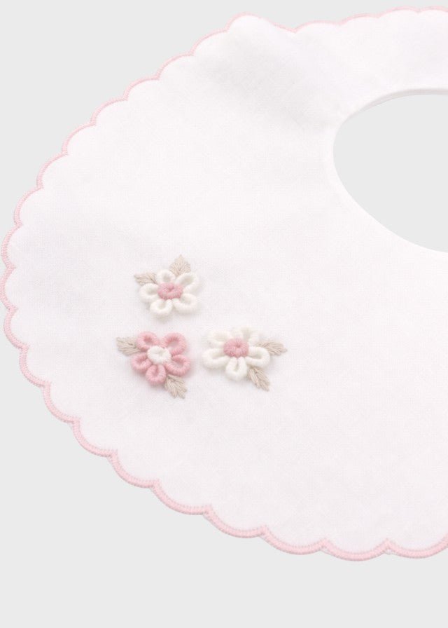 Bavetta Cotone Ricami Rosa NAIME/BAV - R corredino e abbigliamento neonato | NANU' BABY