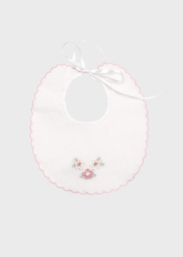 Bavetta Cotone Ricami Rosa NAIME/BAV - R corredino e abbigliamento neonato | NANU' BABY