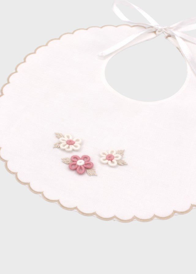 Bavetta Cotone Ricami Tortora NAIME/BAV - T corredino e abbigliamento neonato | NANU' BABY