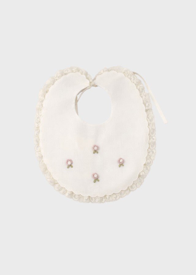 Bavetta Neonata Fiorellini Ricamati TERESA Rosa corredino e abbigliamento neonato | NANU' BABY