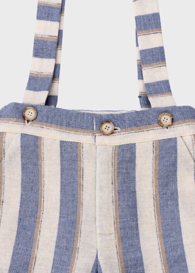 Bermuda Lino Bretelle Azzurro PC05304 corredino e abbigliamento neonato | NANU' BABY