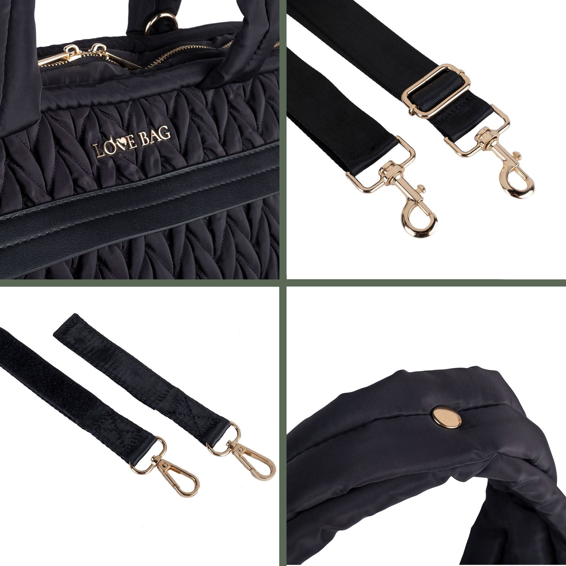 Borsa Weekend XL Nero LOVE BAG - Tessuto Premium corredino e abbigliamento neonato | NANU' BABY