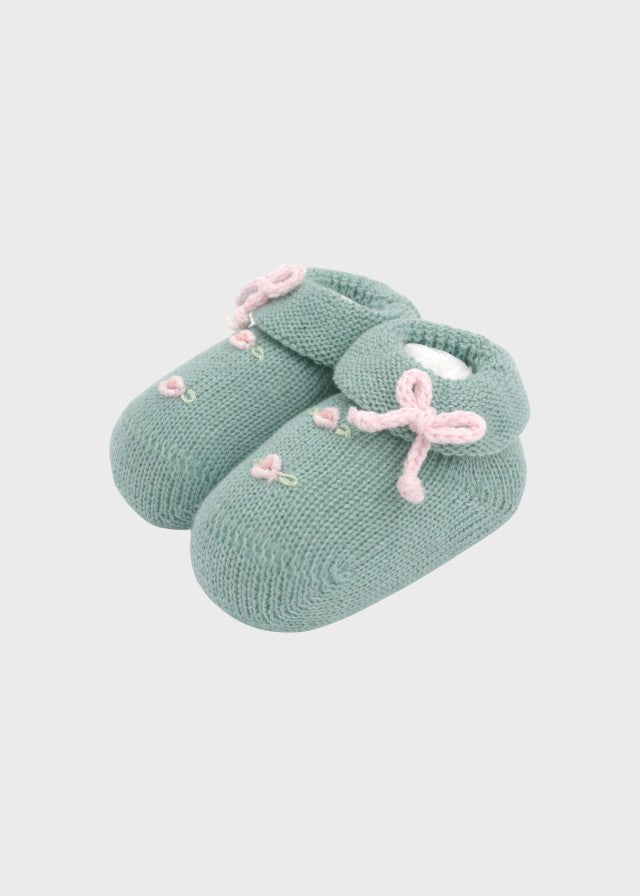 Cotton Slippers Little Roses Green 759-V